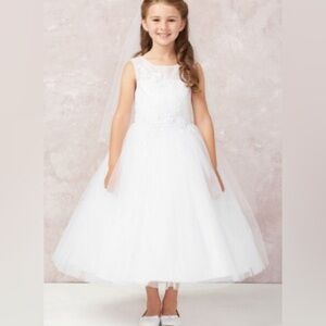 Beaded tulle gown First Communion Flower Girl dress/accessories